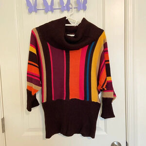Vintage De Rotchild women’s striped cowl‎ neck sweater — large